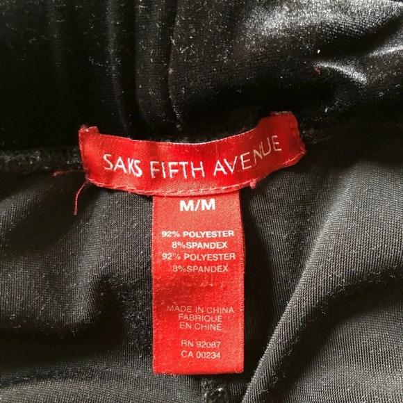 Saks Fifth Avenue velvet pull-on drawstring Pants Black 6888 - Picture 6 of 7